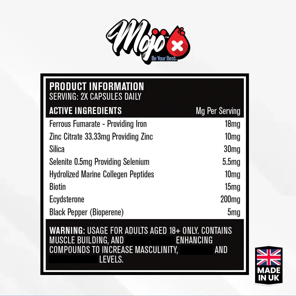 MOJO supplement facts label